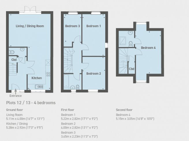 Floor plan 4 bedroom house, plot 12 & 13 - artist's impression subject to change